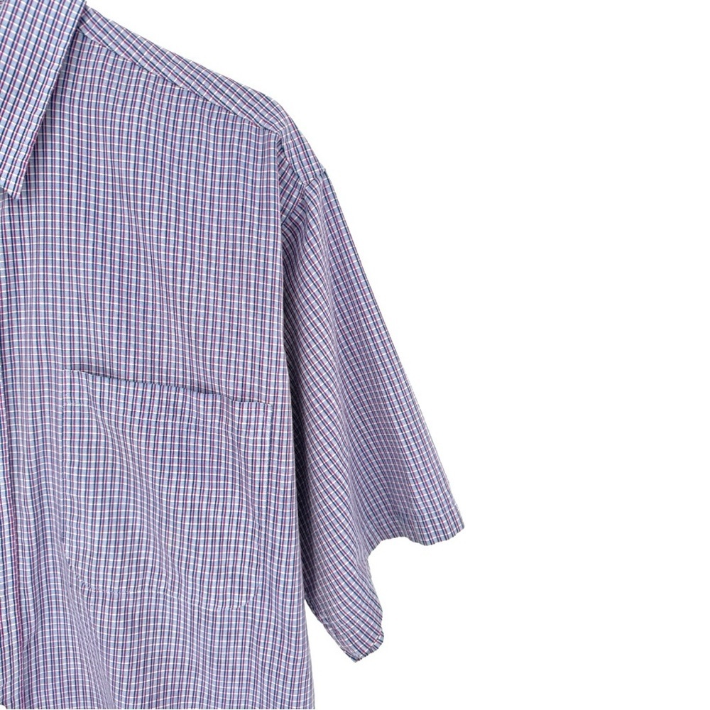 Christian Dior Monsieur Short‎ Sleeve Button Down Shirt Blue Check Large Blue